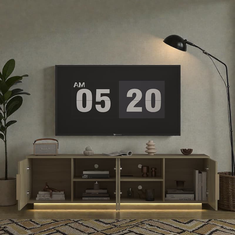 68 Inch LED TV Stand with 16 Color Lights, Modern Entertainment Center for 55 60 65 Inch TVs