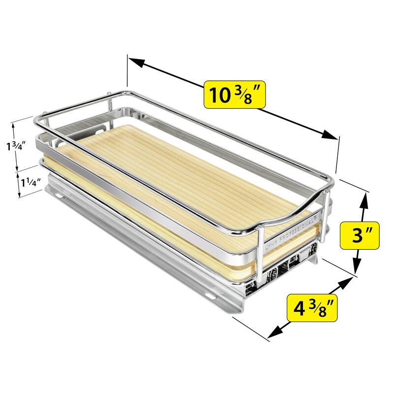 LYNK PROFESSIONAL® Élite™ Pull Out Spice Rack Organizer for Cabinet - 4-1/4 inch Wide - Lifetime Ltd Warranty, Wood - 4.3in Wood