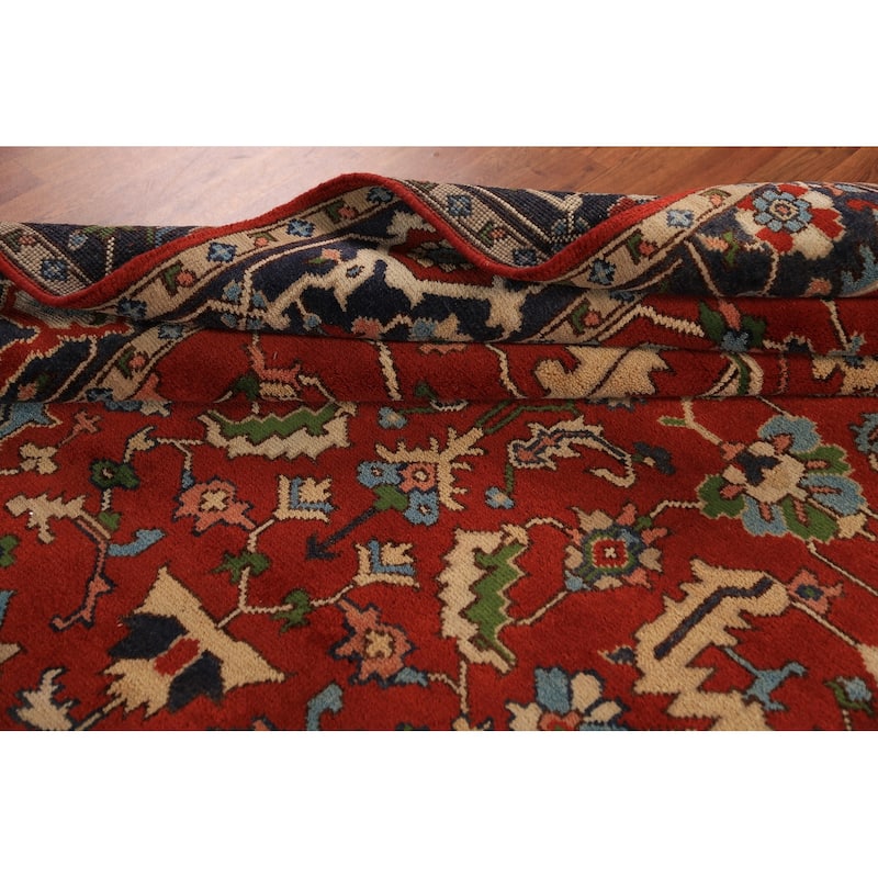 All-Over Floral Heriz Serapi Indian Area Rug Hand-Knotted Wool Carpet - 7'6"x 9'9"