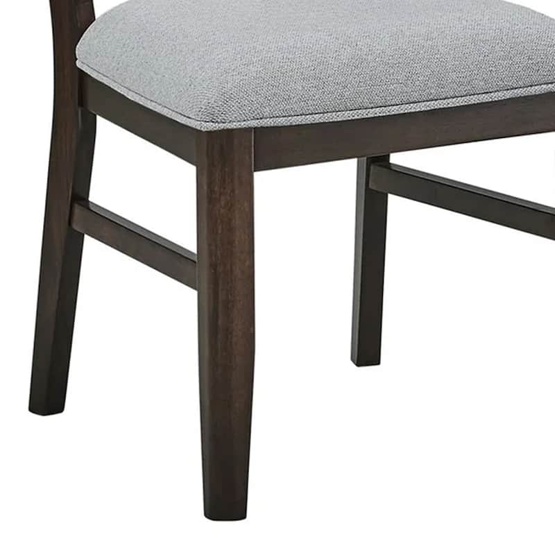 Hiun Dining Chair Set of 2, Dove Gray Seat, Oak Brown Wood Frame