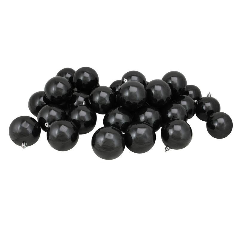 32ct Black Shatterproof Christmas Ball Ornaments 3.25" (80mm) - Multi