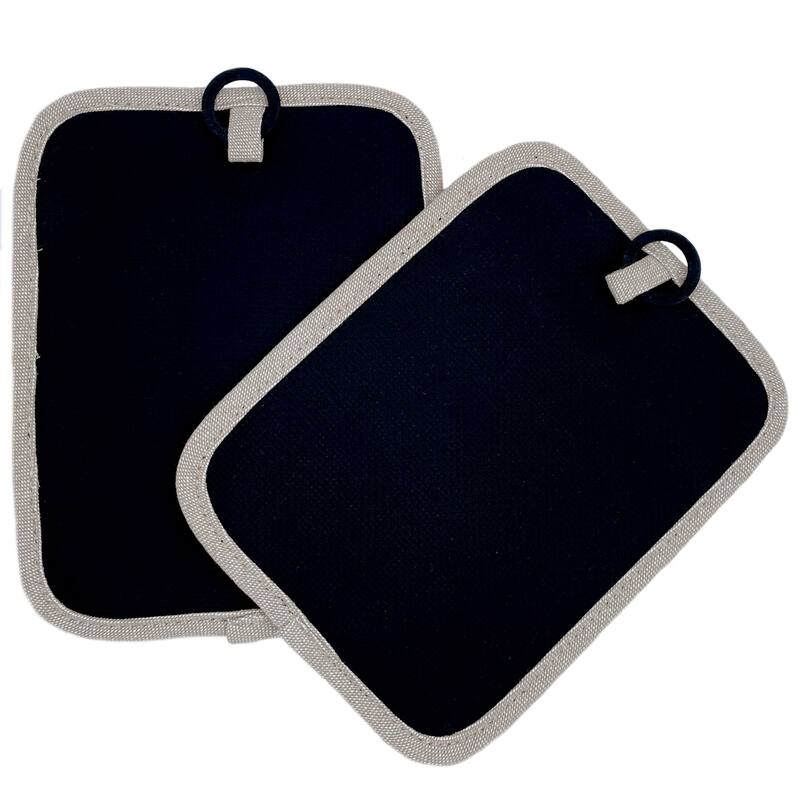 2 Pack - Beige Heat Resistant Thick Soft Quilted Lining Kitchen Oven Pot Holders With Neoprene and Cotton Non-slip - 9" x 7"