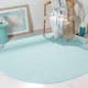 SAFAVIEH Handmade Flatweave Montauk Shkurte Cotton Rug - 6' x 6' Round - Turquoise/Ivory