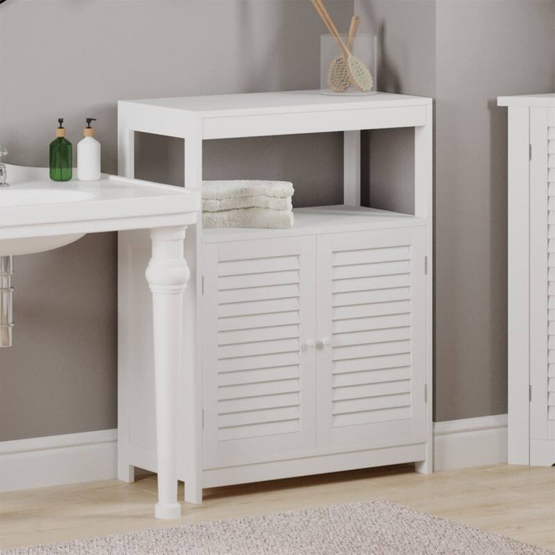 Wall-Mounted Bathroom Organizer - White Storage Cabinet - 12"D x 23.6"W x 31.5"H