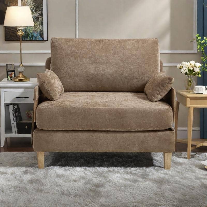 Chenille 3-in-1 Convertible Sofa Bed Chair with 3 Pillows and Storage Pockets