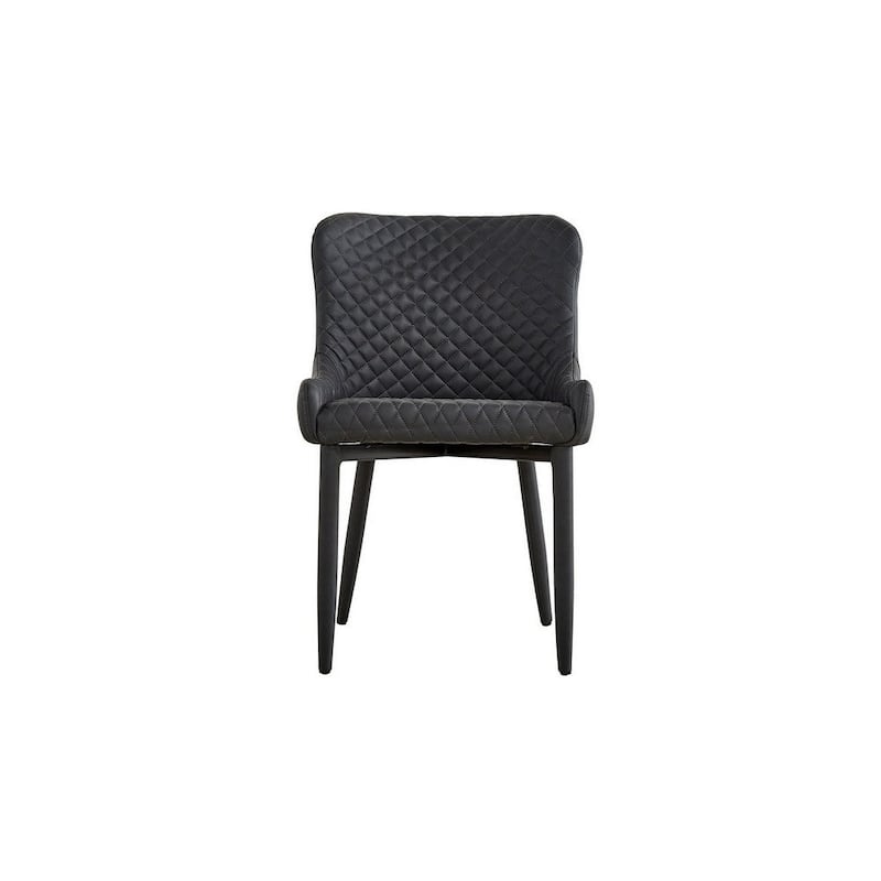 Modern Dining Chair, Beige Vegan Faux Leather, Metal Legs - 34 H x16 W x 17.5 L Inches