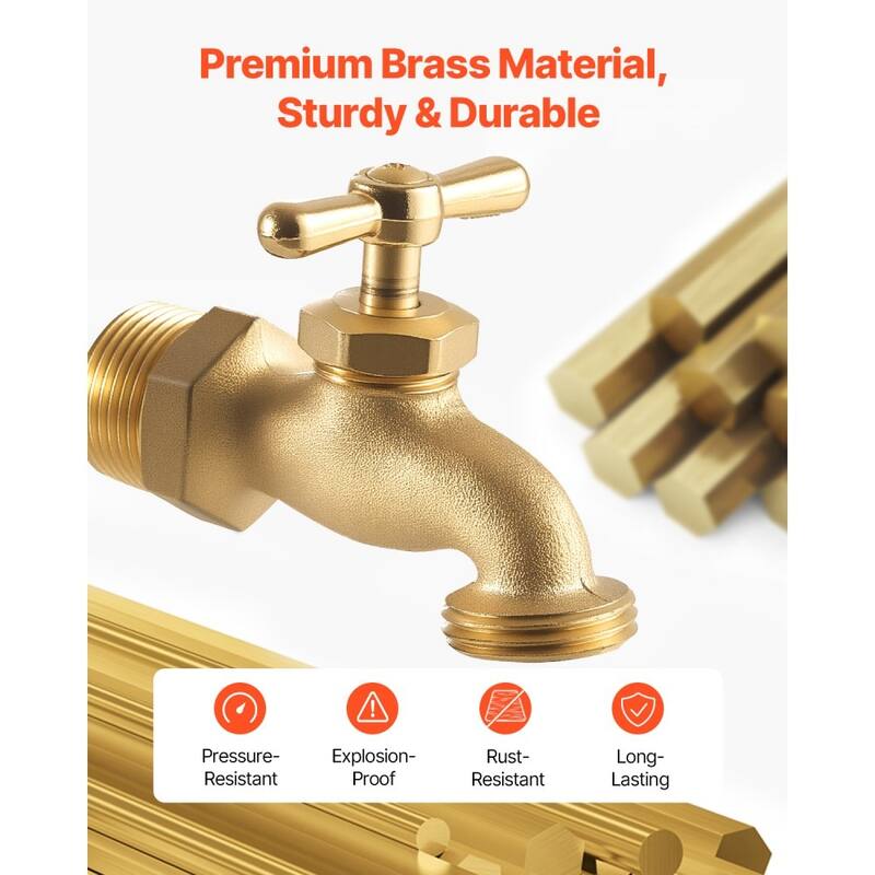 Heavy-Duty Outdoor Hose Bibb Spigot 3/4" MIP MHT Water Faucet - 3.50 x 1.08 x 2.36 in