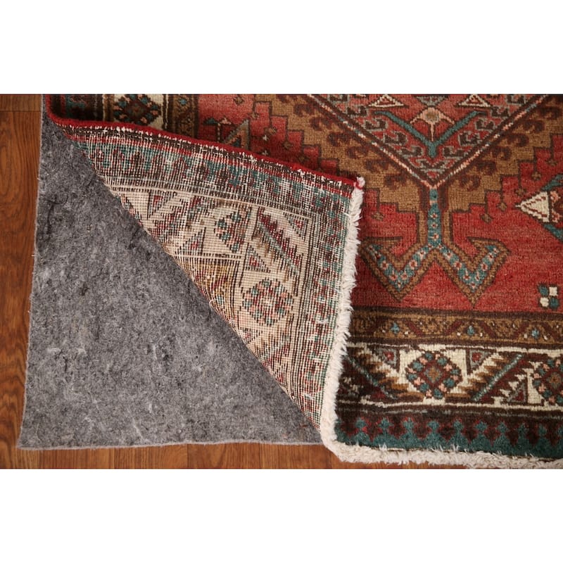 Red Ardebil Persian Vintage Runner Rug Handmade Hallway Wool Carpet - 3'3"x 9'3"
