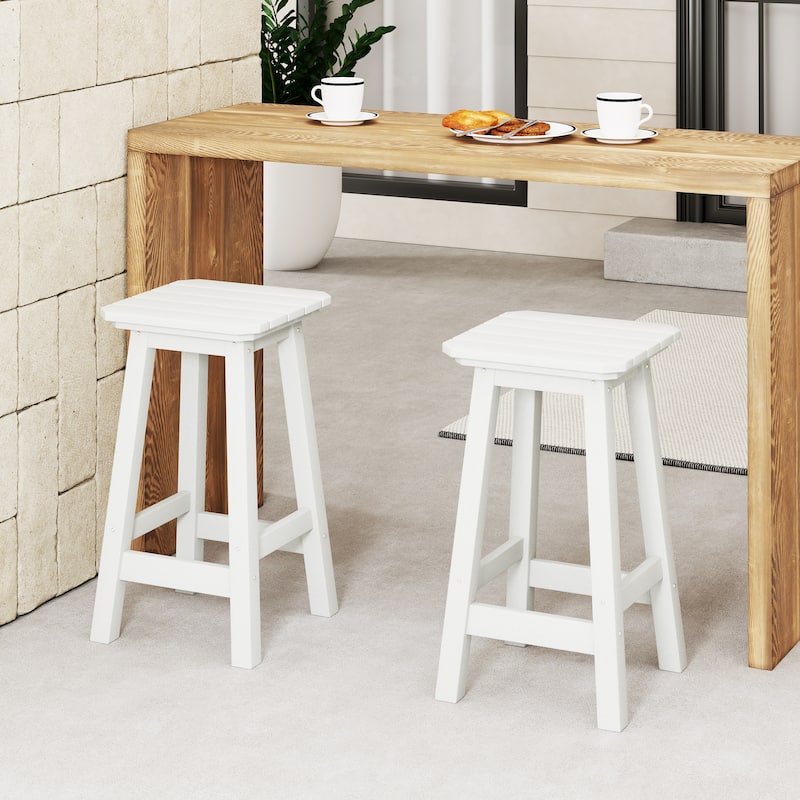 Laguna Hdpe All Weather Outdoor Patio 24" Square Counter Stool (Set Of 2)