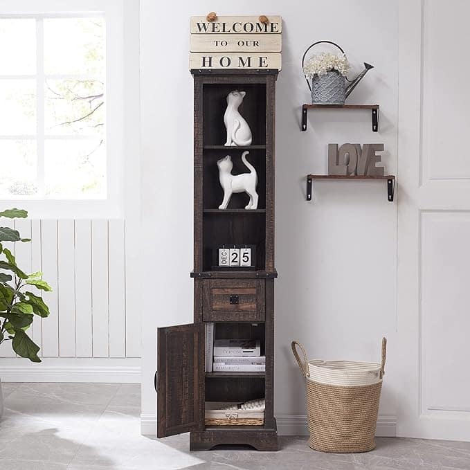 Farmhouse Bathroom Storage Cabinet, Storage Cabinet, Tall Linen Tower