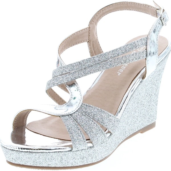 silver wedge heels