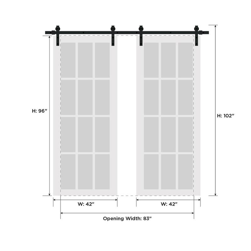 Modern Double Barn Door / Mela 0733 Painted White / 13FT Silver Rail Track Set / Solid Panel Interior Doors