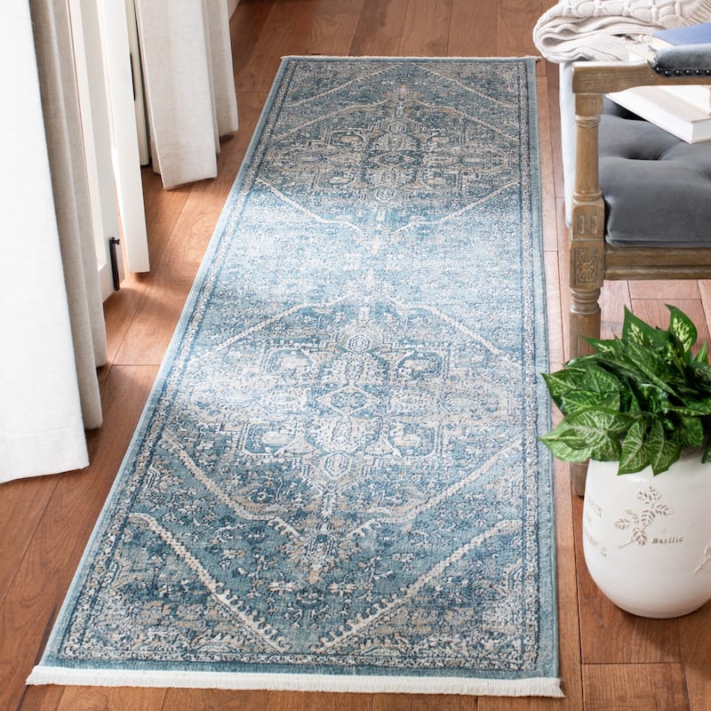 SAFAVIEH Victoria Dolly Traditional Oriental Rug - 2'2" x 10' Runner - Blue/Grey