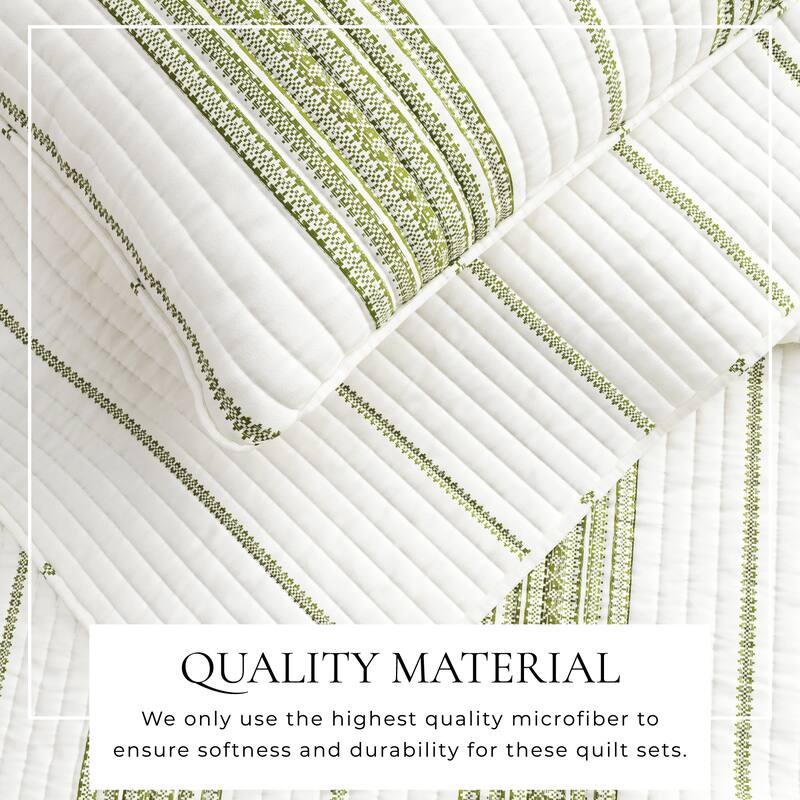 Linery & Co. Farmhouse Stripe Microfiber Quilt Set With Shams.