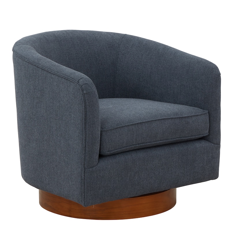 Maxine Chenille Fabric Wood Base Swivel Accent Chair by Greyson Living - 28.5"W x 28.75"D x 28"H - Blue