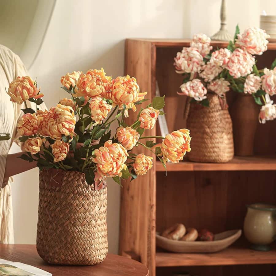 RusticReach Three-Head Seattle Dahlia Flower Stem 30.7" Tall