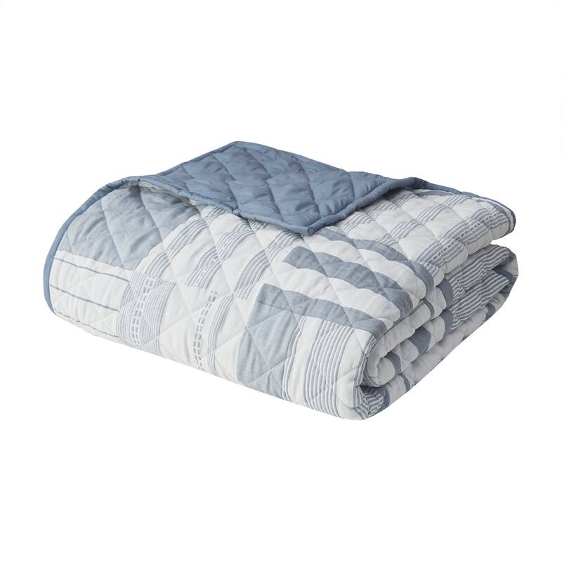 Madison Park Arden 3 Piece Jacquard Patchwork Quilt Set