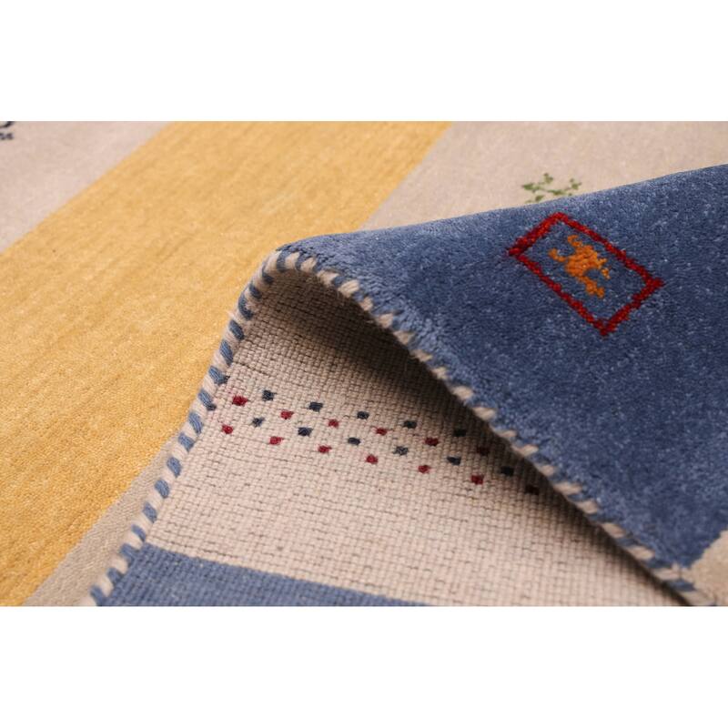 ECARPETGALLERY Hand Loomed Kashkuli Gabbeh Light Grey Wool Rug - 6'9 x 9'8