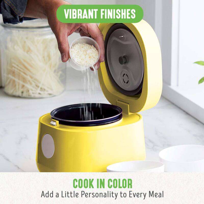 GreenLife Healthy Ceramic Nonstick Rice & Grains Cooker, Yellow