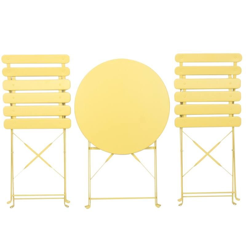 3 Pieces Patio Bistro Balcony Metal Chair Table Set - N/A