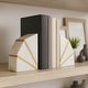preview thumbnail 2 of 10, Decorative Marble and Brass Inlay Bookends - 5.5", White & Gold - 5.25"