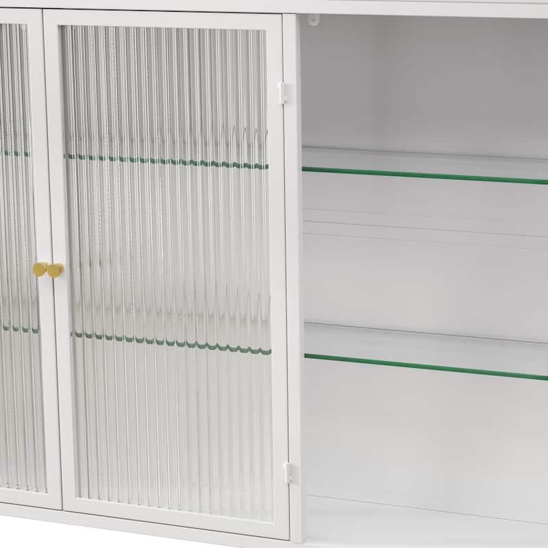 Modern Minimalist 3 Door Arched Wall Mounted Glass Cabinet