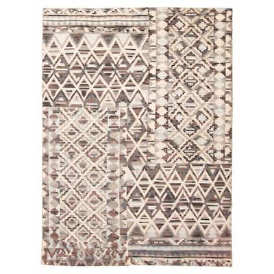 ECARPETGALLERY Hand-knotted Tangier Cream Wool Rug - 5'4 x 7'9