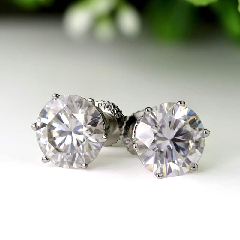 Auriya 2ctw Round Moissanite Stud Earrings 14k Gold - 6.5 mm