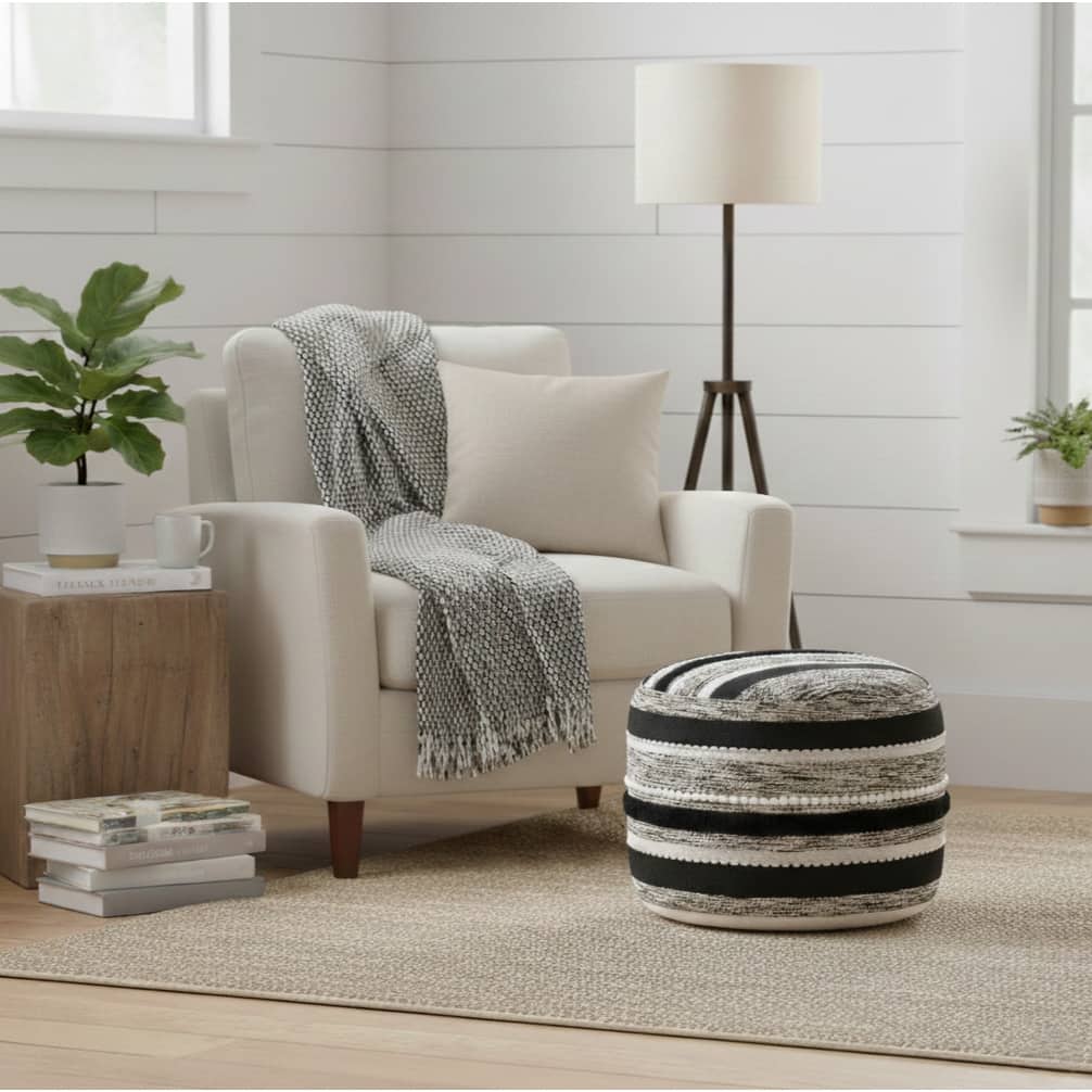 Sevita Upscale Traditional Modern Pouf Ottoman