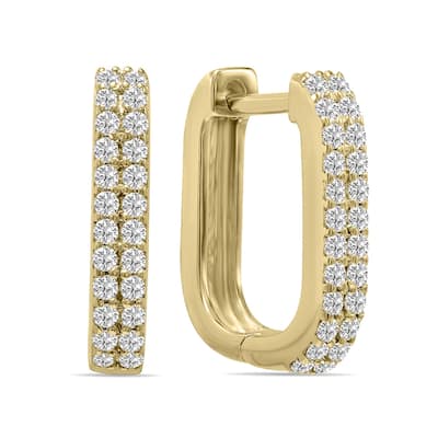 Marquee 1/4 CTW Oval Lab Grown Diamond Huggies Hoop Earrings in 10K Yellow Gold (F-G Color, VS1- VS2 Clarity)
