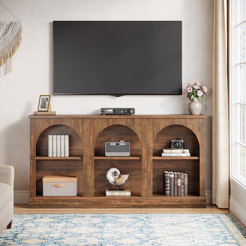 Farmhouse TV Stand for TVs Up to 65 Inches, Farmhouse Entertainment Center with Storage