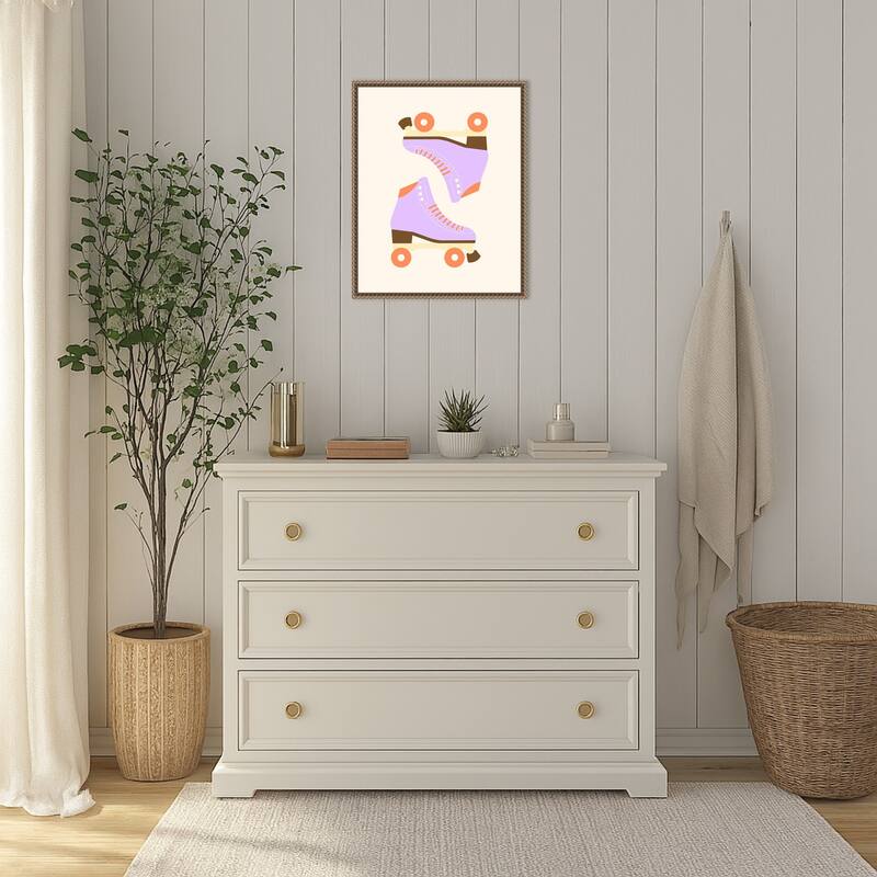 Lavender Retro Roller Skates by Artprink (16 x 20 in.), Framed Canvas Wall Art Print