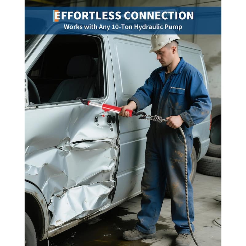 26" 10-Ton Hydraulic Pull Back Ram for Auto Body Repair – Heavy Duty Frame Straightener Cylinder with Swivel Hooks