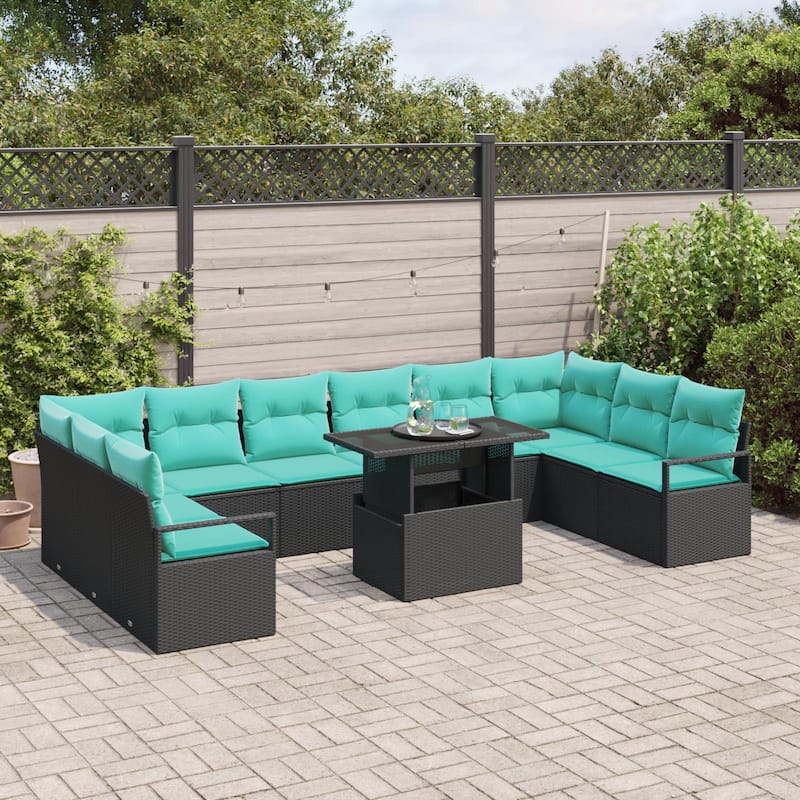 vidaXL 11 Piece Garden Sofa Set with Cushions - 135.4×69.7×27.2