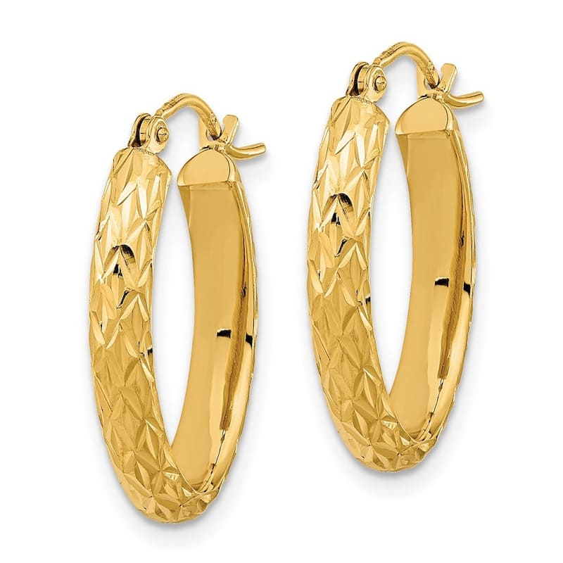 Curata 14k Yellow Gold Textured Flat Swirl Hook Earrings 28.5x0.65mm