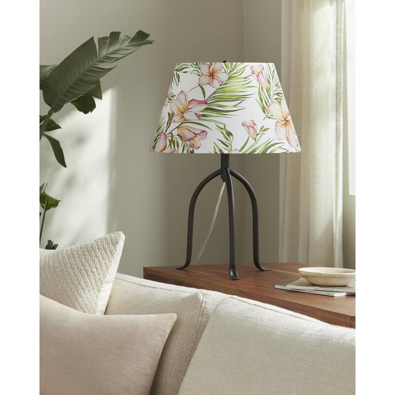 Livabliss Floriva Traditional Accent Table Lamp - 25"H x 17"W x 17"D - White/Pink/Green