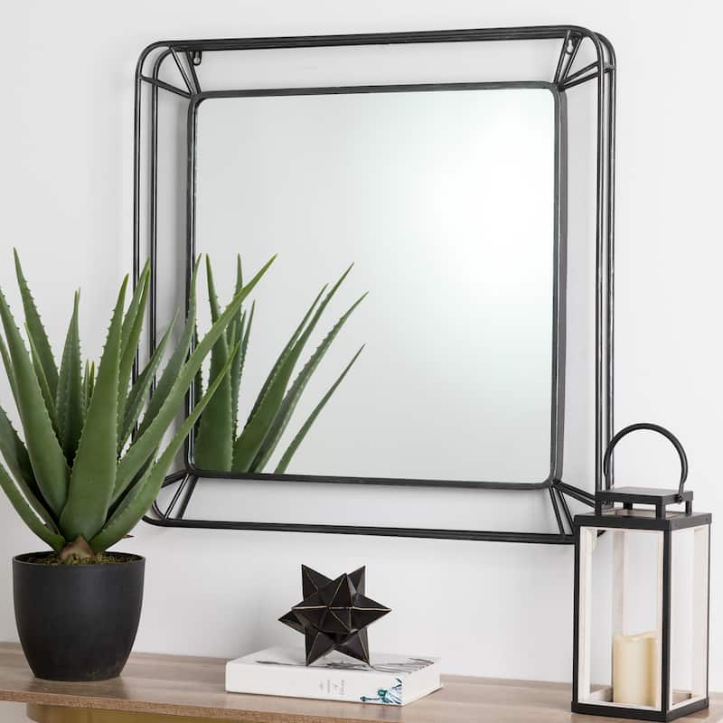 Glitzhome 24"D Modern Round Accent Decorative Wall Mirror Bathroom Vanity Decor