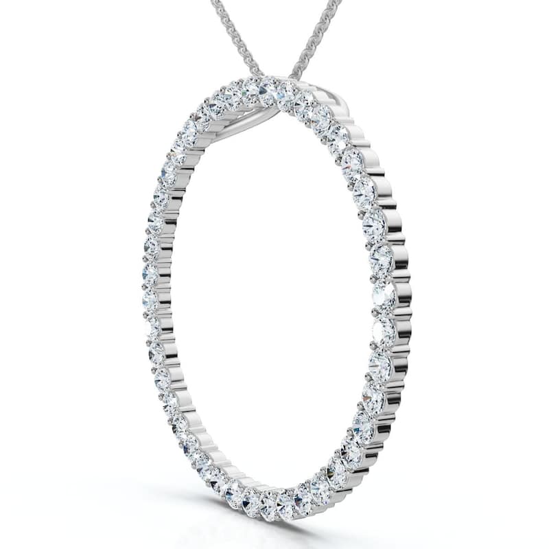 Bliss Diamond 1Ct Circle Diamond Pendant White Gold Necklace Lab Grown