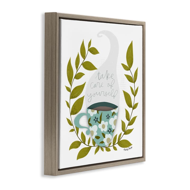 Stupell Take Care with Relaxing Coffee Framed Floater Canvas Wall Art Design By Mandy Ford Art + Illustration