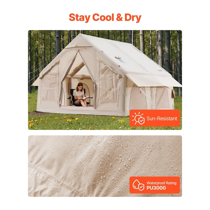 Inflatable Tent for Camping 4-6 Person Glamping Tent with Pump Easy Set up - Multi