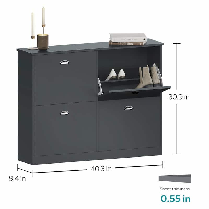 Shoe Cabinet, Hidden Slim Narrow Shoe Rack Cabinet with 4 Drawers