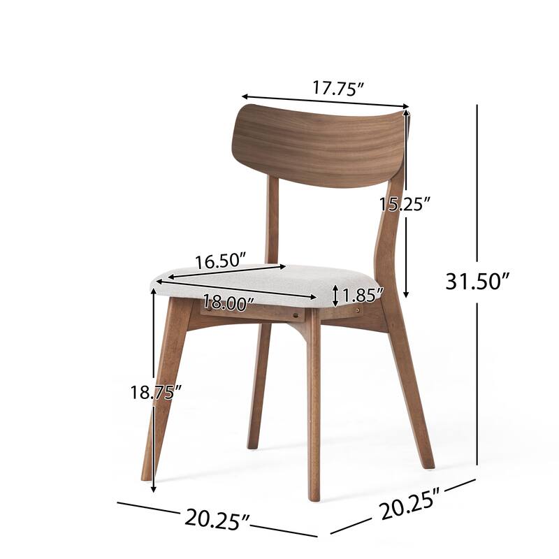 Chazz Mid-Century Modern Upholstered Rubberwood Dining Chairs (Set of 2) by Christopher Knight Home