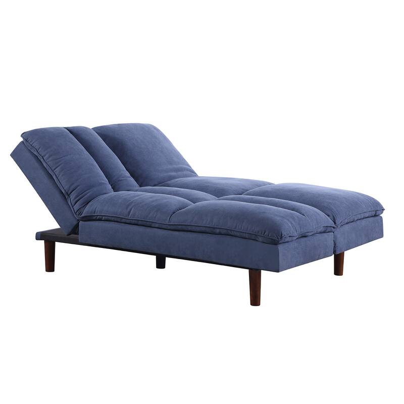 Modern Armless Fabric Blue Sofa Bed Adjustable Folding Sofa - 37.01*76.38*41.73 inches