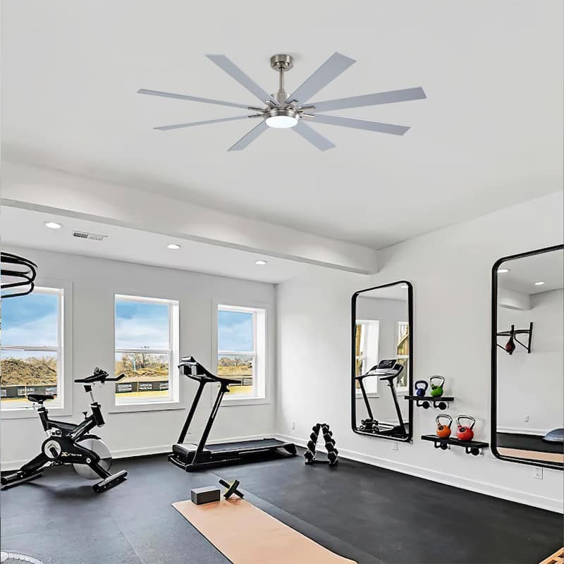 72 Inch Ceiling Fan With Light Kit 3 Color Dimmable LED, DC 6 Speed ,8 PCS Plywood Reversible Blades