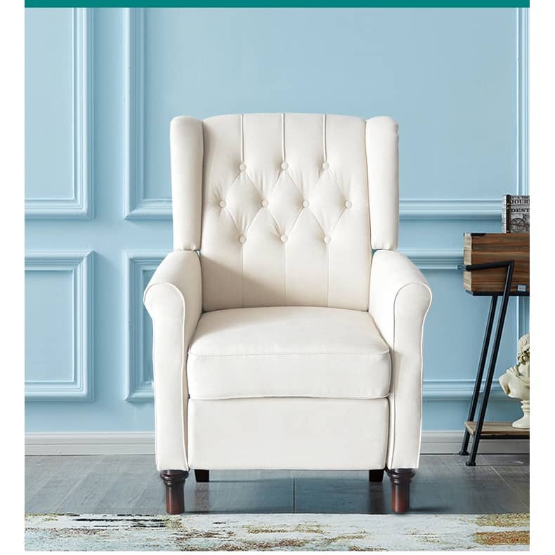 Modern Fabric Recliner Armchair With Adjustable Back and Padded Cushion