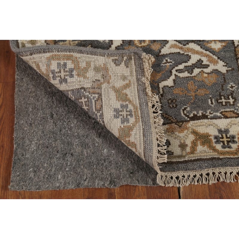 All-Over Gray Oushak Oriental Runner Rug Hand-Knotted Wool Carpet - 2'7"x 11'2"