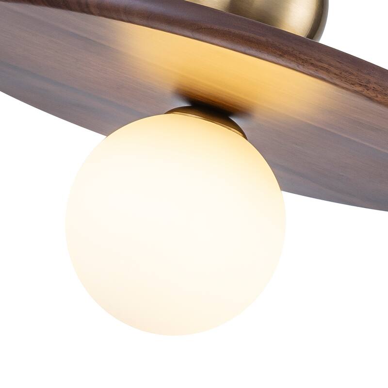 Modern Walnut Flying Saucer Pendant Light for Kitchen Island Lighting - Dia.12-in