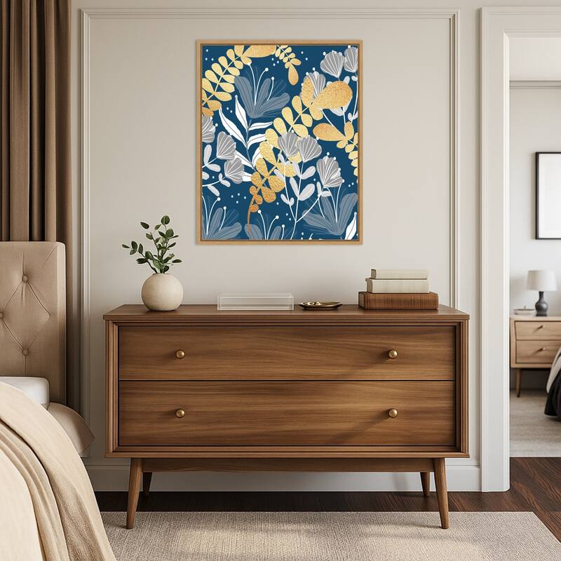 Blue Botanical Garden by Sannel Larson Framed Canvas Wall Art Print