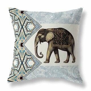 Blue And Isabelline Floraphant Indoor/Outdoor Throw Pillow - Bed Bath ...
