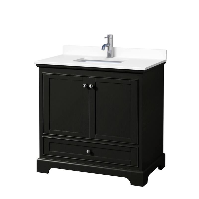 Wyndham Collection Deborah 36" Free Standing Single Basin Vanity Set - Dark Espresso / White Cultured Marble Top /
